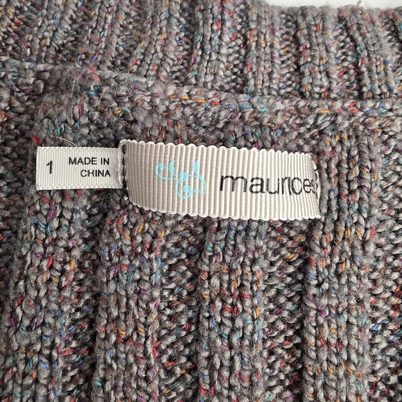 Maurices 1X Heathered Gray Multicolor Knit Ribbed V-Neck Sweater Cozy Cd-1816 - Picture 7 of 10